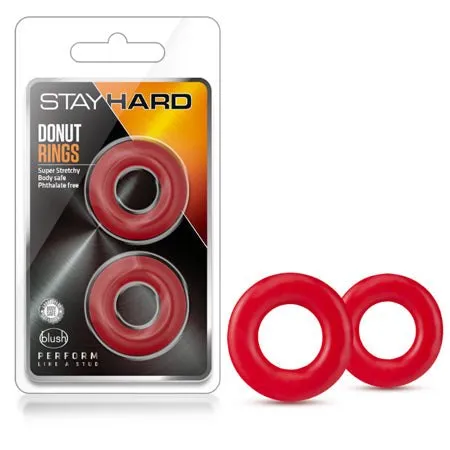 Blush Vibrators Blush Stay Hard Donut Rings Cockring 2Pack Red