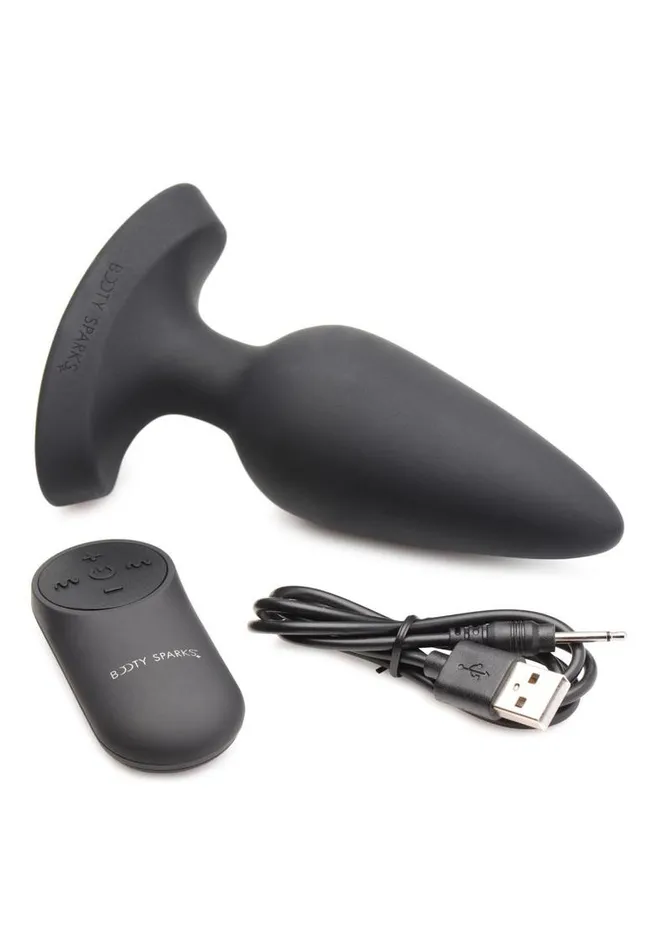 Booty Sparks Male Sex Toys Booty Sparks Laser F Me Rechargeable Silicone Anal Plug with Remote Control Large Black with Red Light