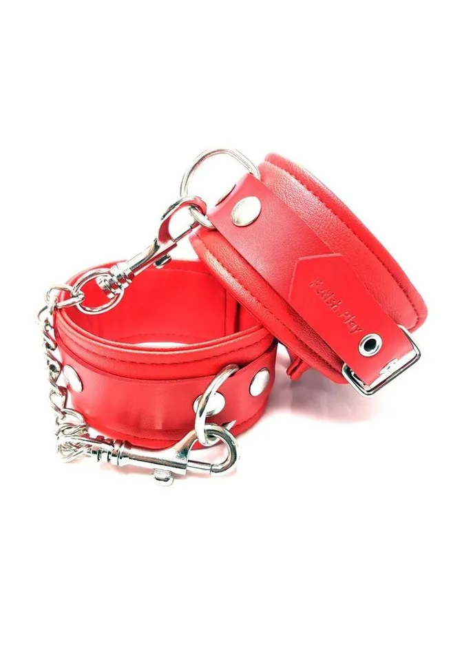 Couples Rouge Fetish Play Wrist Cuffs Vegan Leather