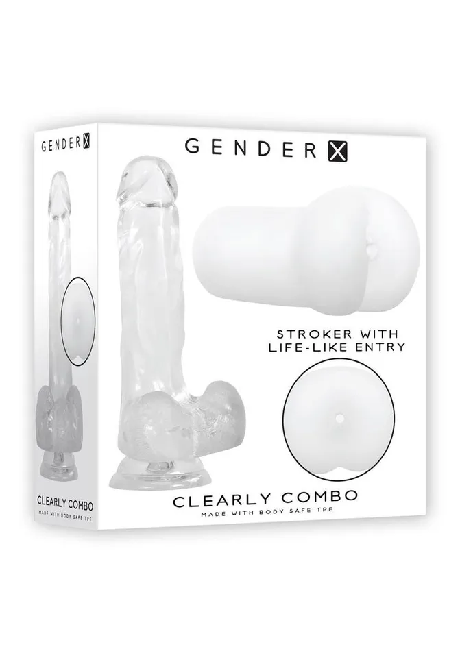 Dildos Gender X Gender X Clearly Combo Dildo and Stroker Kit