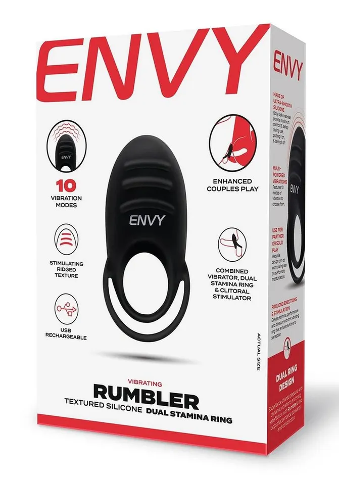 Envy Toys Envy Toys Rumbler Textured Rechargeable Silicone Dual Stamina Ring Female Sex Toys