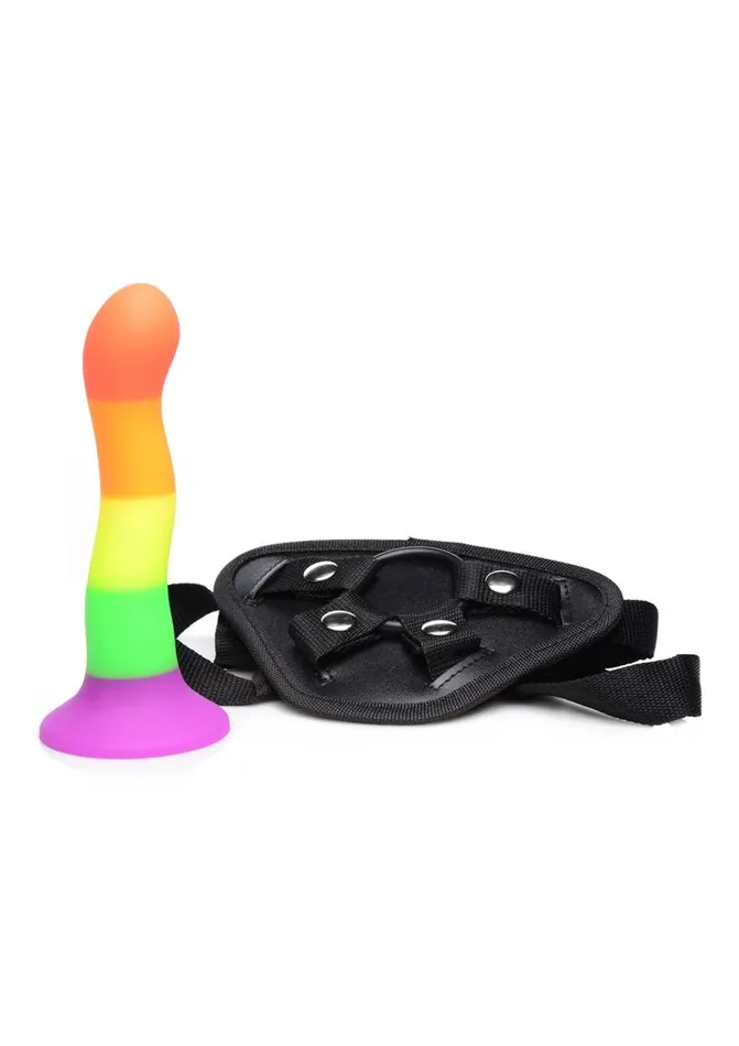 Female Sex Toys Strap U Proud Rainbow Silicone Dildo with Harness STRAP U