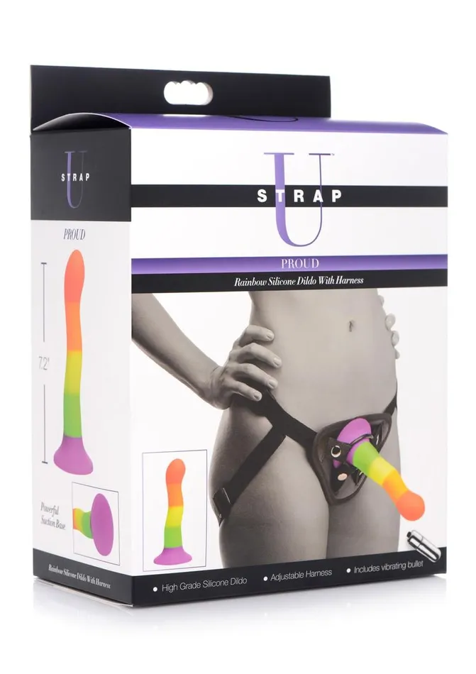 Female Sex Toys Strap U Proud Rainbow Silicone Dildo with Harness STRAP U