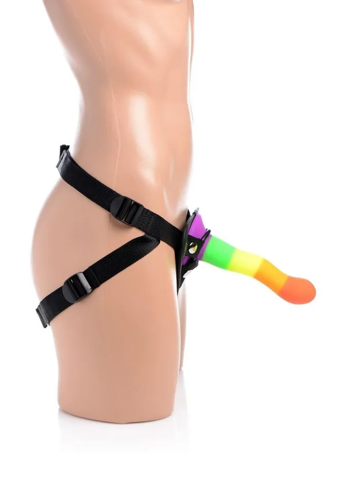 Female Sex Toys Strap U Proud Rainbow Silicone Dildo with Harness STRAP U