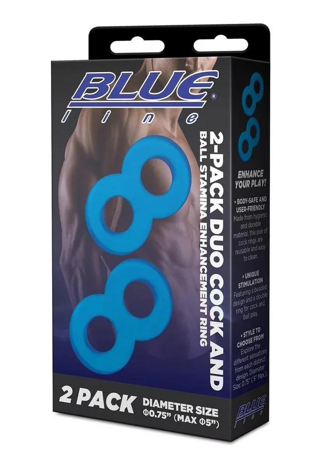 Male Sex Toys Blue Line CandB Gear Blue Line Duo Cock and Ball Stamina Enhancement Ring