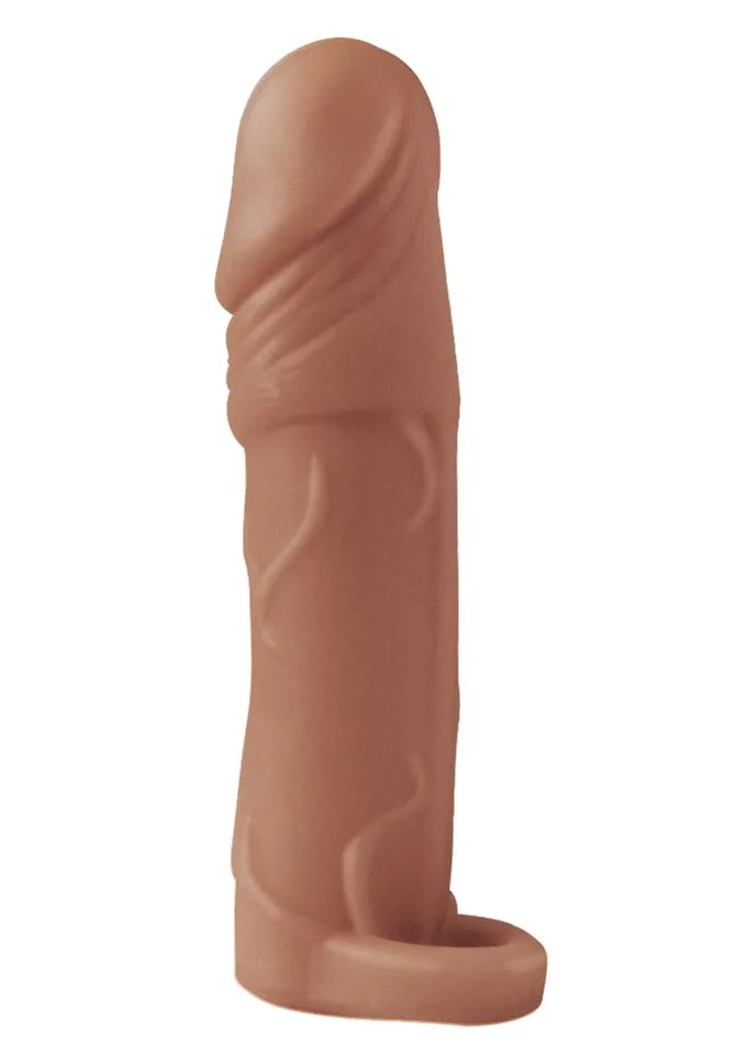 Male Sex Toys Natural Natural Realskin Vibrating Penis Extender with Scrotum Ring
