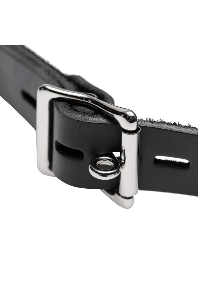 Master Series Male Sex Toys Master Series Leather Locking Open Mouth Gag