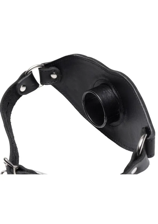 Master Series Male Sex Toys Master Series Leather Locking Open Mouth Gag