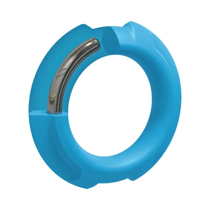OptiMALE FlexiSteel Silicone Metal Core Cock Ring 43 mm Blue Doc Johnson Male Sex Toys