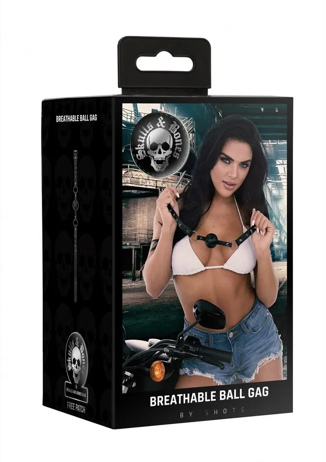 Ouch Couples Ouch Skulls and Bones Breathable Ball Gag Leather