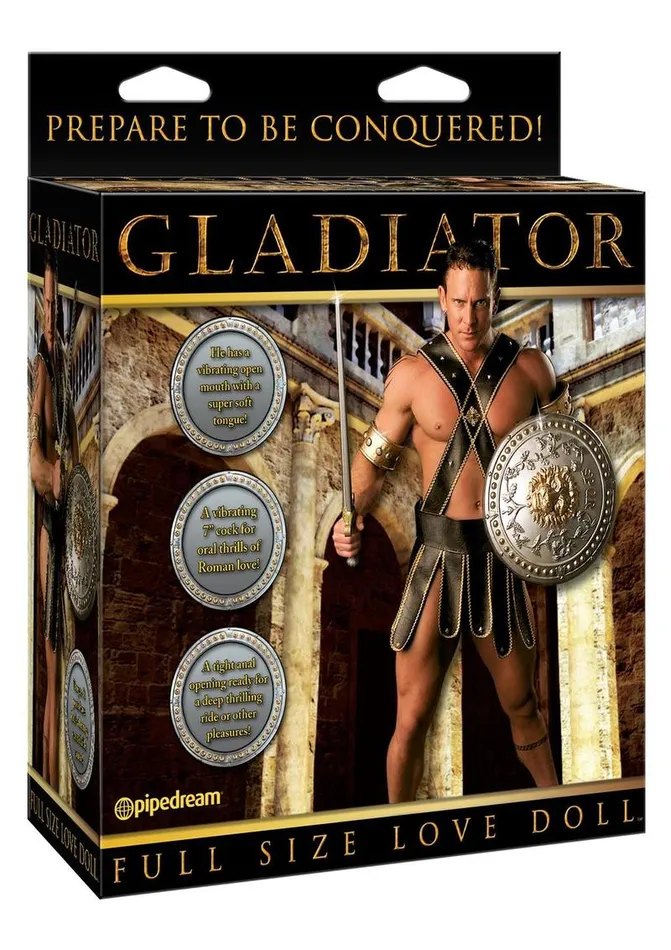 Pipedream Male Sex Toys Gladiator Full Size Vibrating Inflatable Love Doll with Dildo and Remote Control