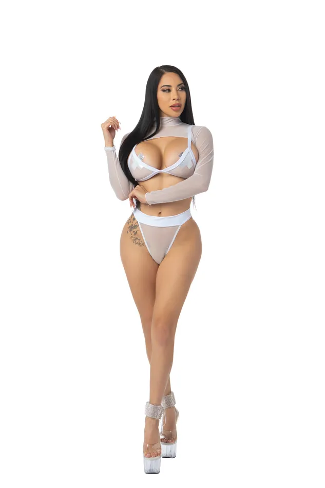 Playthings Exclusive White Mesh Lingerie Set by Playthings Anal