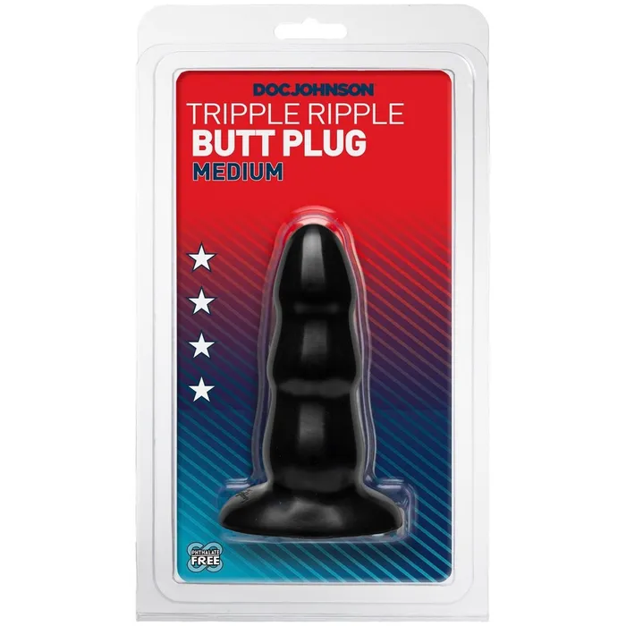 Anal Doc Johnson Triple Ripple Butt Plug Medium Black