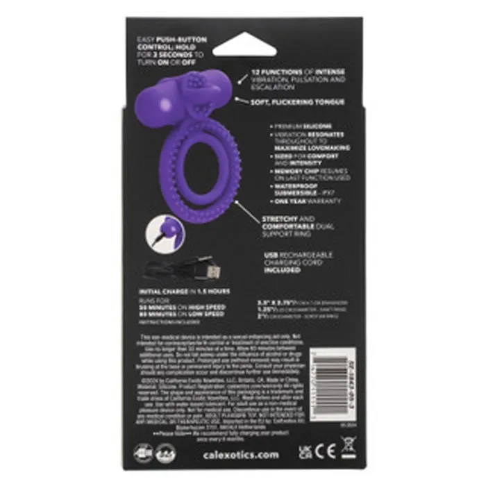 CalExotics Vibrators Silicone Rechargeable Dual Climaxer Purple