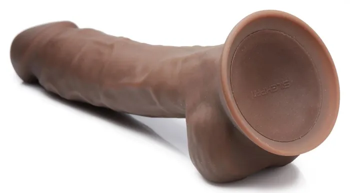 Curve Toys Fleshstixxx 8 Vibrating Silicone Dildo With Balls Brown Female Sex Toys