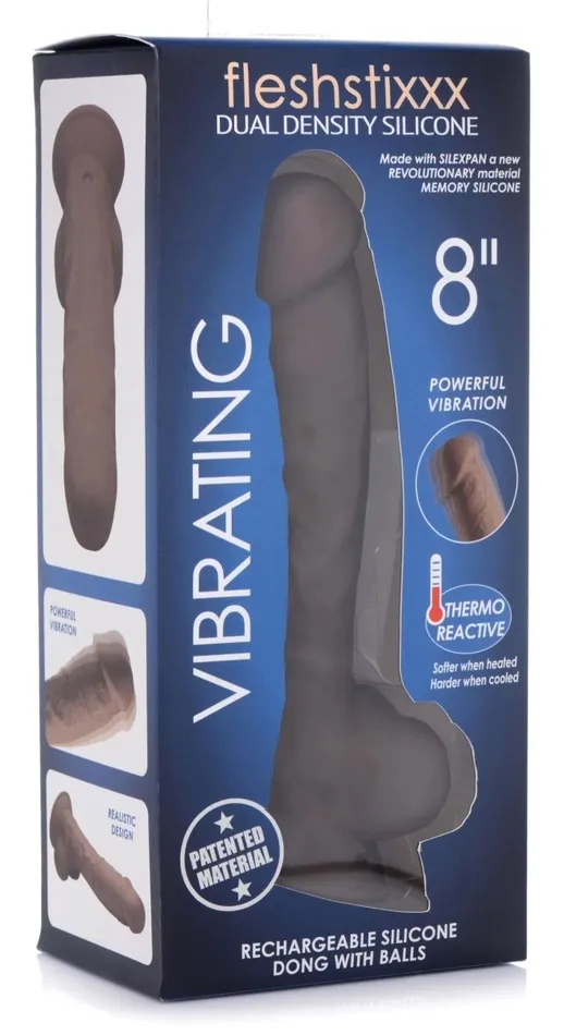 Curve Toys Fleshstixxx 8 Vibrating Silicone Dildo With Balls Brown Female Sex Toys