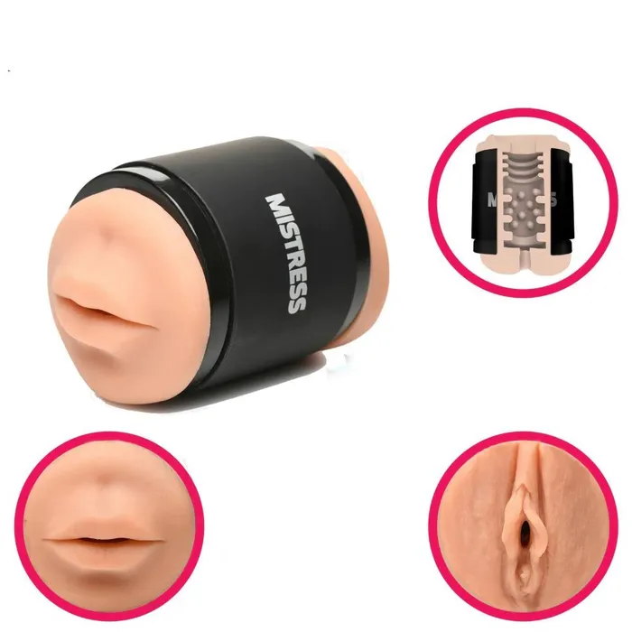 Curve Toys Mistress Double Shot Mouth and Pussy Stroker Medium Male Sex Toys