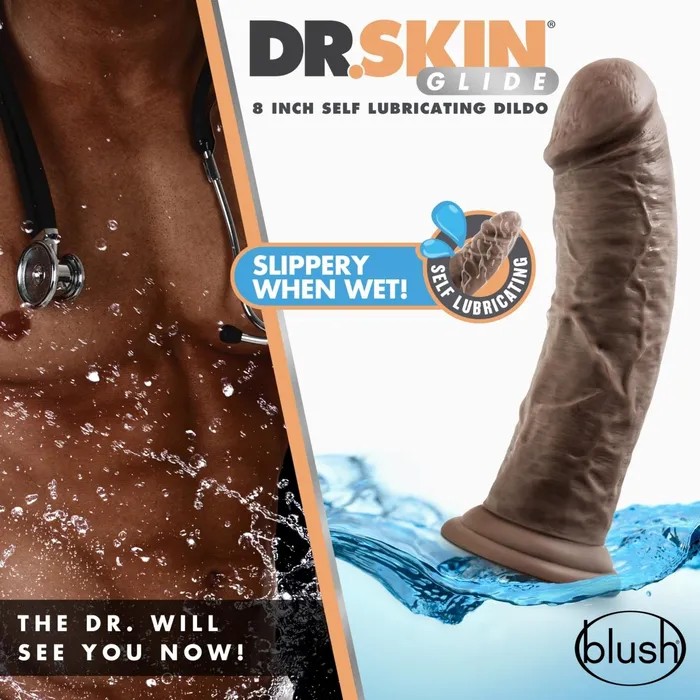 Dildos Blush Novelties Dr Skin Glide 8 Inch Self Lubricating Dildo
