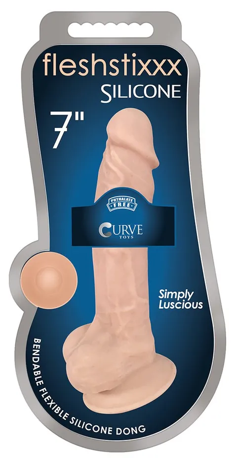 Dildos Curve Toys 7 Inch Fleshstixxx Silicone Dildo With Balls Vanilla