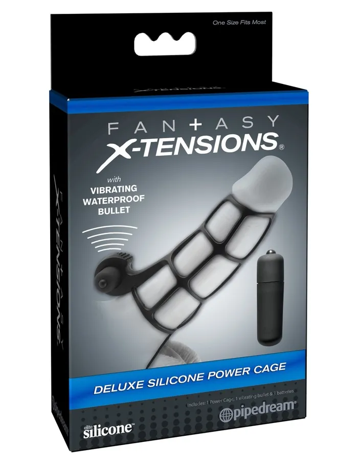 Fantasy XTensions Deluxe Silicone Power Cage Black Pipedream Male Sex Toys
