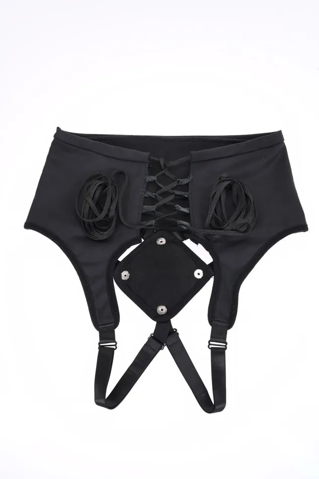 Female Sex Toys High Waisted Corset Strap on Black Sportsheets