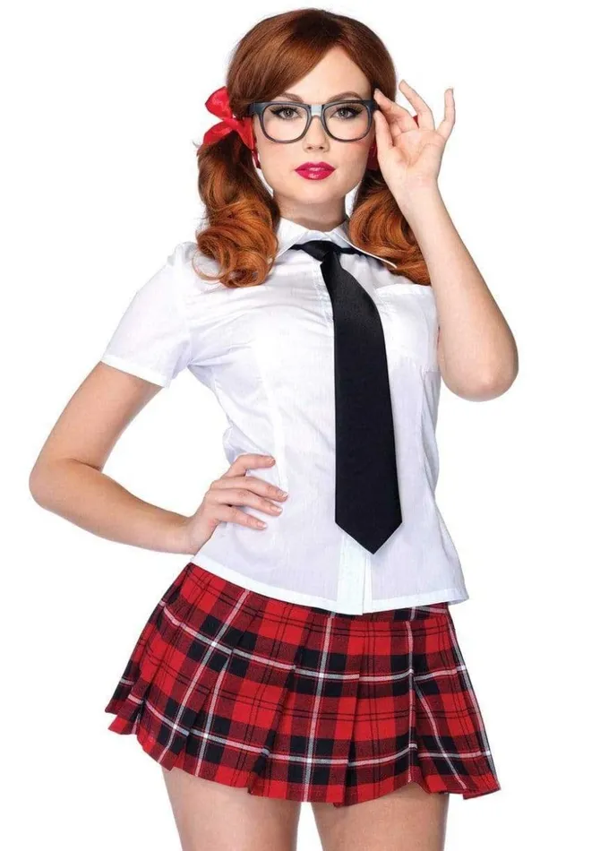 Leg Avenue Private School Sweetie Costume White Red Vibrators