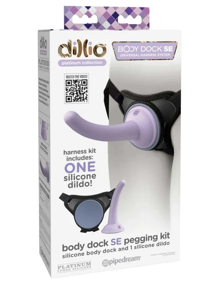 Pipedream Anal Dillio Platinum Body Dock Se Pegging Kit 5 Inch Purple