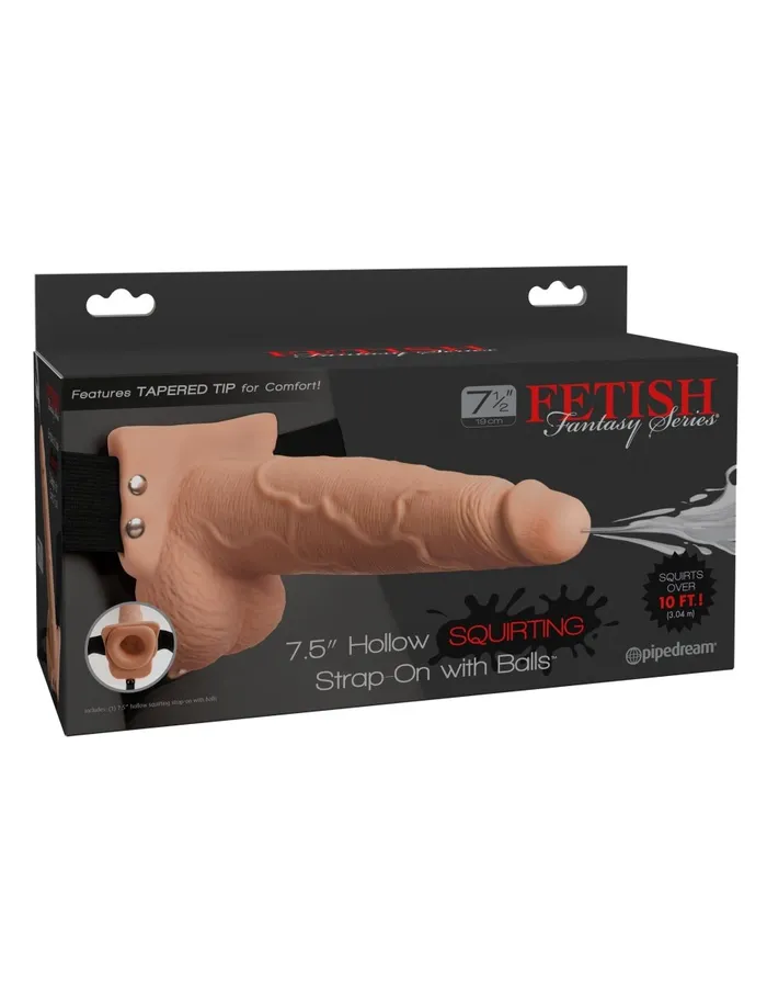 Pipedream Fetish Fantasy Series 75 Inch Hollow Squirting Strapon With Balls Flesh Female Sex Toys Pipedream Fetish Fantasy Series 75 Inch Hollow Squirting Strapon With Balls Flesh Female Sex Toys