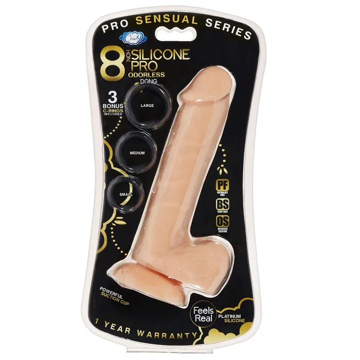 Pro Sensual Premium Silicone 8 Inch Dong With 3 Cockrings Cloud 9 Novelties Dildos