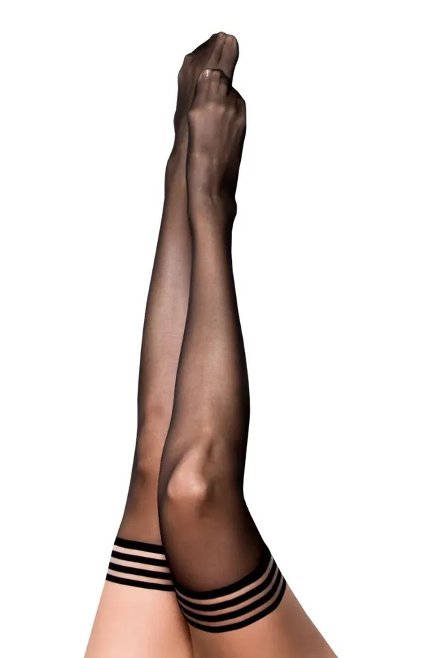 Taylor Silky Sheer Thigh High Size Black Kixies Anal