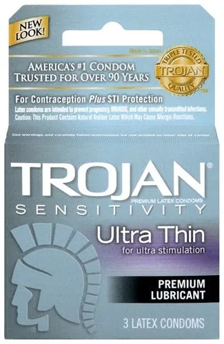Trojan Condoms Trojan Sensitivity Ultra Thin Lubricated Condoms Pack Male Sex Toys