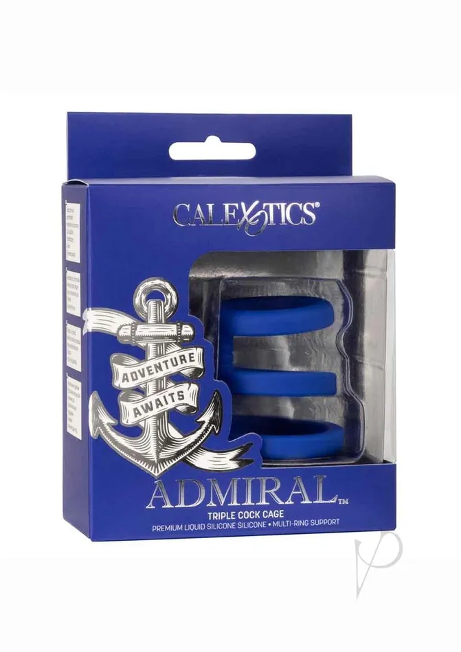 Admiral Male Sex Toys Admiral Triple Cock Cage Blue