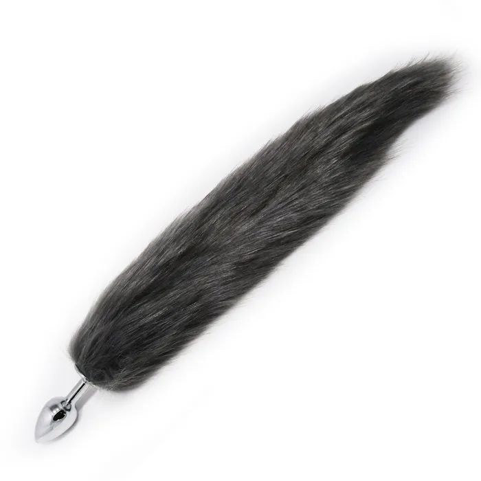 Anal Castle Megastore Fetish Pleasure Play Grey Fox Tail Metal Plug