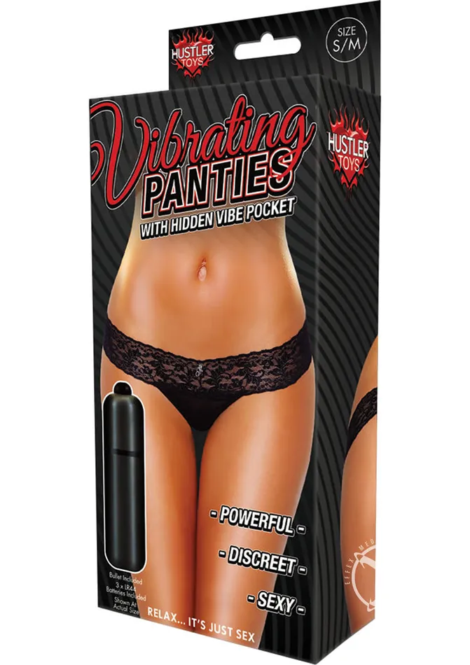 Anal Hustler Toys Vibrating Lace Thong Black Ml