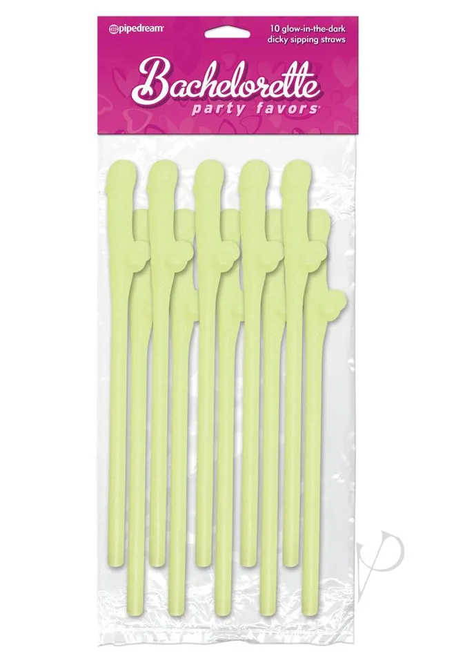 Bachelorette Party Favors Vibrators Bp Dicky Sipping Straws Glow 10pk