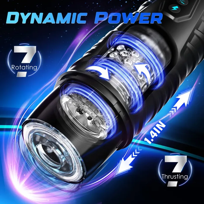 BLACK KNIGHT Automatic Thrusting Rotating Male Masturbator Sex Toys Sohimi Male Sex Toys