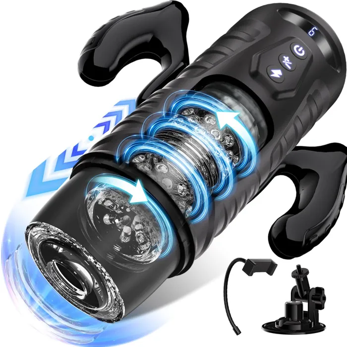 BLACK KNIGHT Automatic Thrusting Rotating Male Masturbator Sex Toys Sohimi Male Sex Toys