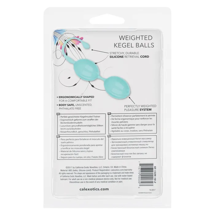 CALIFORNIA EXOTIC NOVELTIES LLC Female Sex Toys Weighted Teal Silicone Kegel Balls