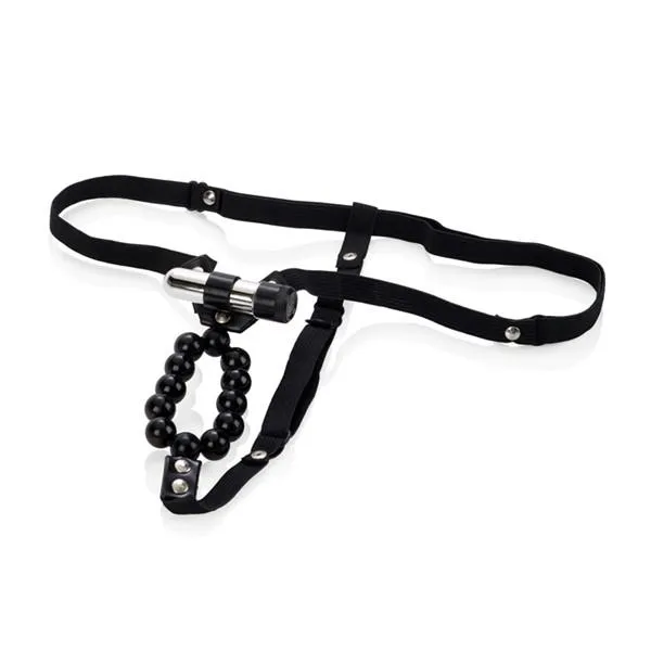 California Exotics Male Sex Toys Vibrating Lovers GString Thong with Stroker Beads