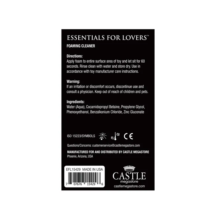 Castle Megastore Essentials for Lovers Foaming Cleanser 7 Oz Anal