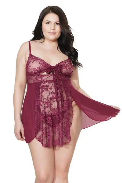 COQUETTE INTERNATIONAL USA INC Anal MERLOT BABYDOLL GSTRING SET
