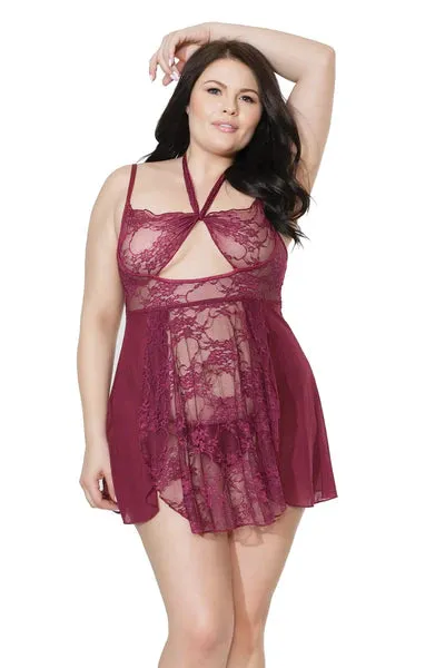 COQUETTE INTERNATIONAL USA INC Anal MERLOT BABYDOLL GSTRING SET