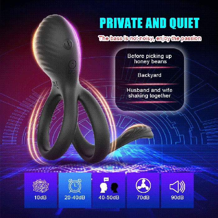 Couples Cupids Secrets 10 Modes Vibrator Penis Ring Clitoris Stimulator Delay Ejaculation Couples GSpot Vibrator Double Cock Ring Sex Toys for Men CupidSecrets