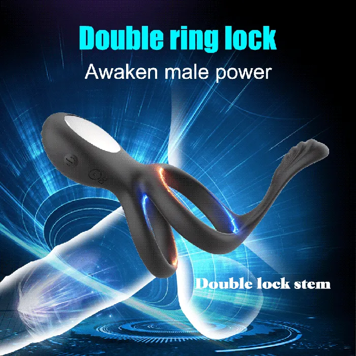 Couples Cupids Secrets 10 Modes Vibrator Penis Ring Clitoris Stimulator Delay Ejaculation Couples GSpot Vibrator Double Cock Ring Sex Toys for Men CupidSecrets