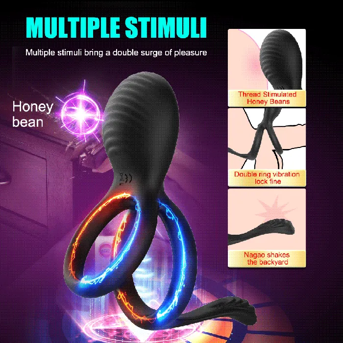 Couples Cupids Secrets 10 Modes Vibrator Penis Ring Clitoris Stimulator Delay Ejaculation Couples GSpot Vibrator Double Cock Ring Sex Toys for Men CupidSecrets