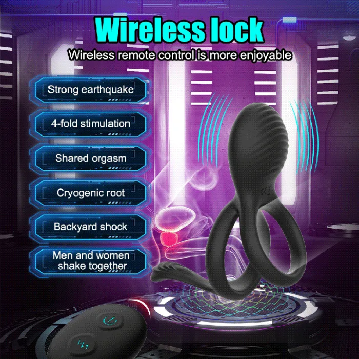 Couples Cupids Secrets 10 Modes Vibrator Penis Ring Clitoris Stimulator Delay Ejaculation Couples GSpot Vibrator Double Cock Ring Sex Toys for Men CupidSecrets