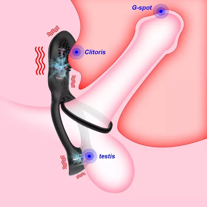 Couples Cupids Secrets 10 Modes Vibrator Penis Ring Clitoris Stimulator Delay Ejaculation Couples GSpot Vibrator Double Cock Ring Sex Toys for Men CupidSecrets