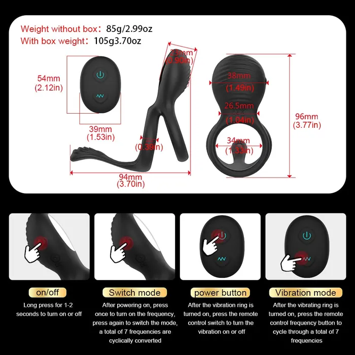 Couples Cupids Secrets 10 Modes Vibrator Penis Ring Clitoris Stimulator Delay Ejaculation Couples GSpot Vibrator Double Cock Ring Sex Toys for Men CupidSecrets