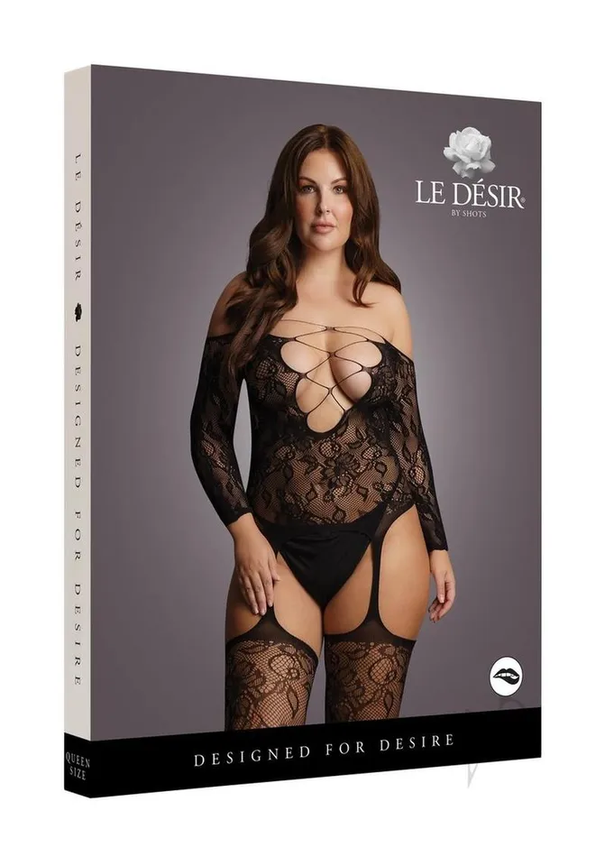 Criss Cross Suspender Bodystock Qn Blk Le Desir Vibrators