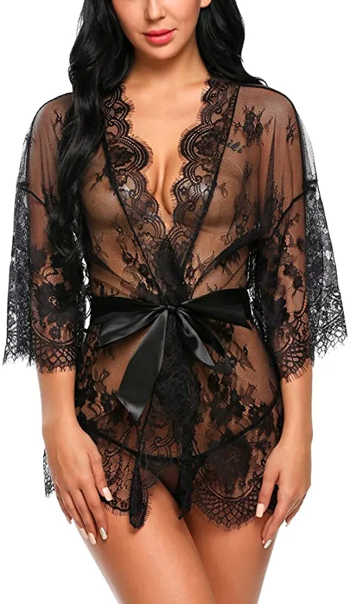 CupidSecrets Couples Sexy Lace Kimono Robe